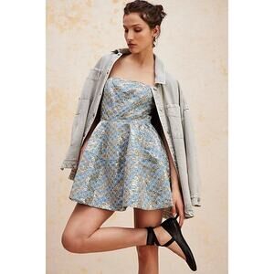 New Free People ELLIATT Makenzie Geo Mini Dress $275 X-LARGE Blue Sequins